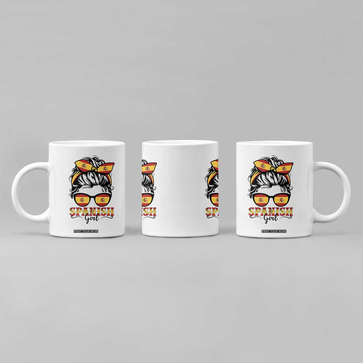 Espana Spain Messy Bun Girl Spanish Flag Coffee Mug TS14 Print Your Wear
