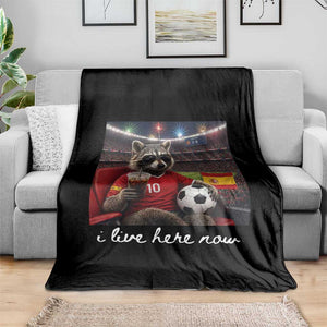Espana Spain Soccer Football Fan Spanish Flag Throw Blanket Funny Raccoon I Live Here Now TS14 Print Your Wear
