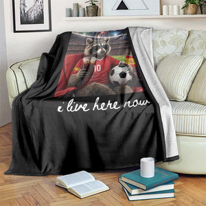 Espana Spain Soccer Football Fan Spanish Flag Throw Blanket Funny Raccoon I Live Here Now TS14 Print Your Wear