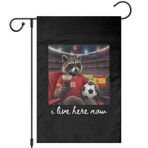 Espana Spain Soccer Football Fan Spanish Flag Garden Flag Funny Raccoon I Live Here Now TS14 Black Print Your Wear