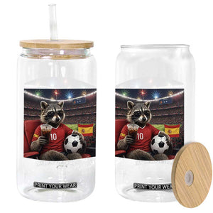 Espana Spain Soccer Football Fan Spanish Flag Glass Can Funny Raccoon I Live Here Now TS14 Print Your Wear