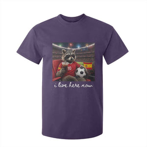 Espana Spain Soccer Football Fan Spanish Flag T Shirt For Kid Funny Raccoon I Live Here Now TS14 Purple Print Your Wear