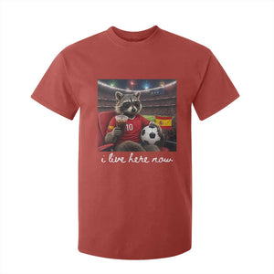 Espana Spain Soccer Football Fan Spanish Flag T Shirt For Kid Funny Raccoon I Live Here Now TS14 Red Print Your Wear