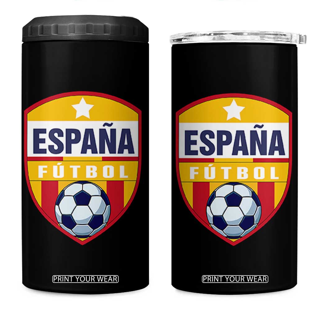 Espana Spain Soccer Football Fan Spanish Flag 4 in 1 Can Cooler Tumbler TS14 One Size: 16 oz Black Print Your Wear