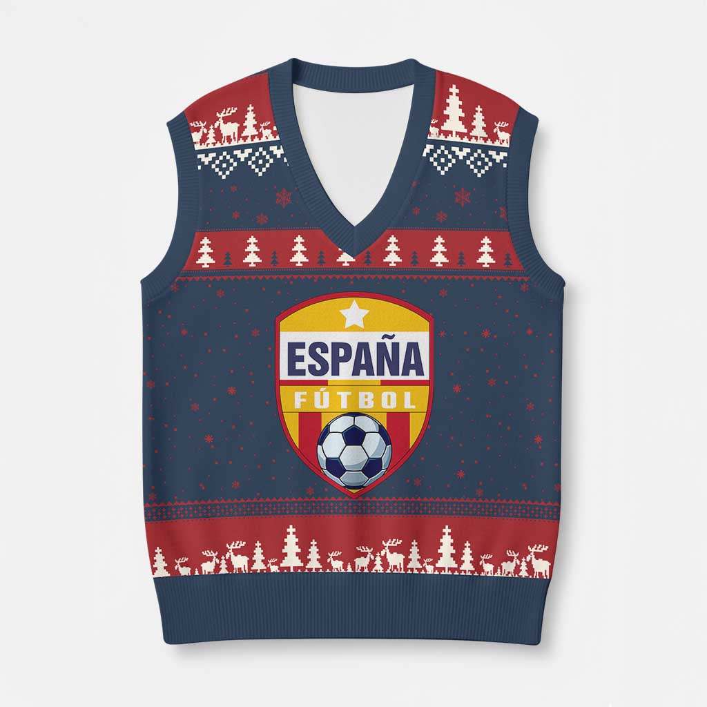 Espana Spain Soccer Football Fan Spanish Flag V-Neck Knit Sweater Vest TS14 Navy Red Print Your Wear