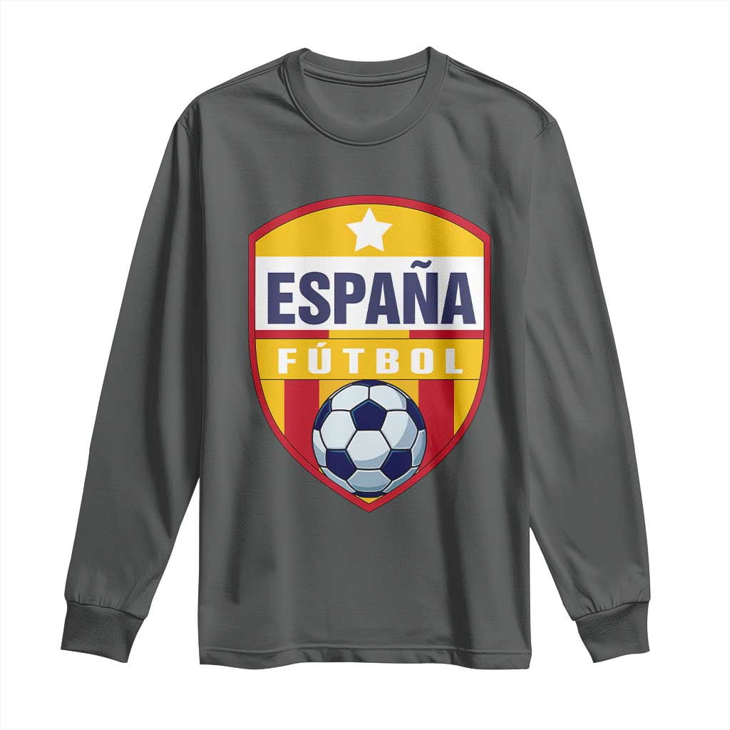 Espana Spain Soccer Football Fan Spanish Flag Long Sleeve Shirt TS14 Dark Heather Print Your Wear