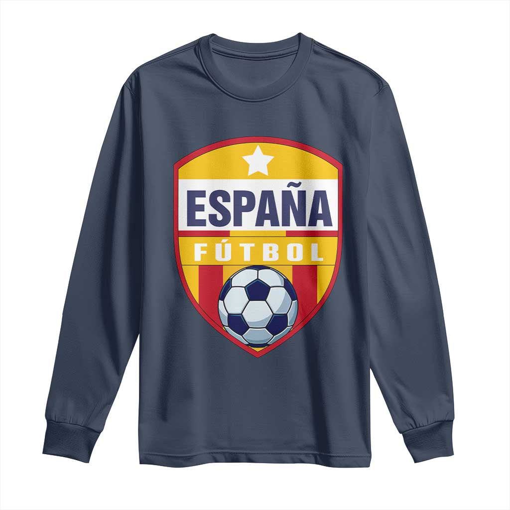 Espana Spain Soccer Football Fan Spanish Flag Long Sleeve Shirt TS14 Navy Print Your Wear