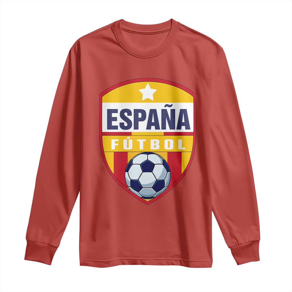Espana Spain Soccer Football Fan Spanish Flag Long Sleeve Shirt TS14 Red Print Your Wear