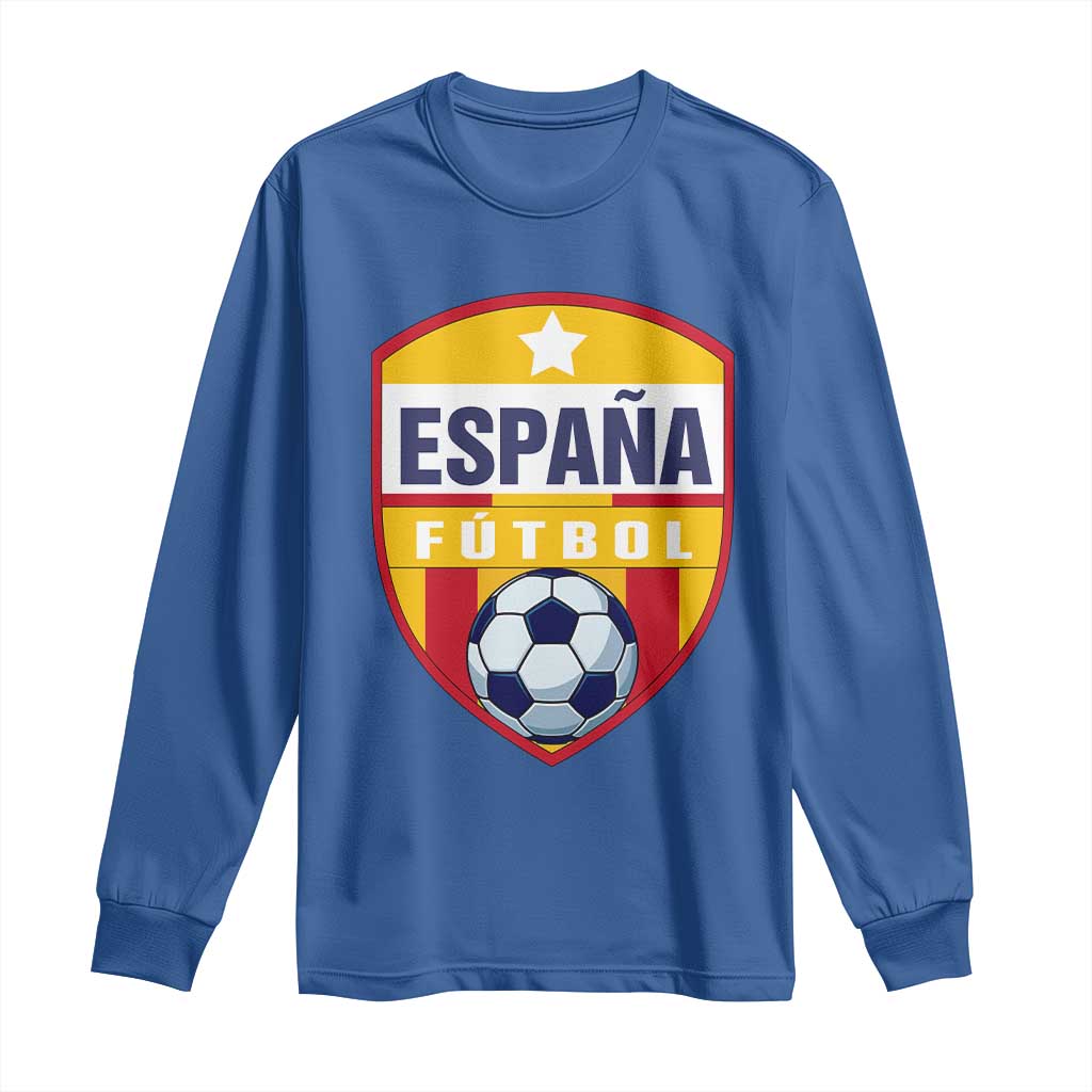 Espana Spain Soccer Football Fan Spanish Flag Long Sleeve Shirt TS14 Royal Blue Print Your Wear