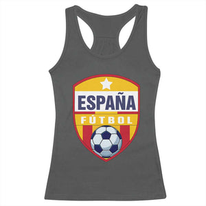 Espana Spain Soccer Football Fan Spanish Flag Racerback Tank Top TS14 Dark Heather Print Your Wear