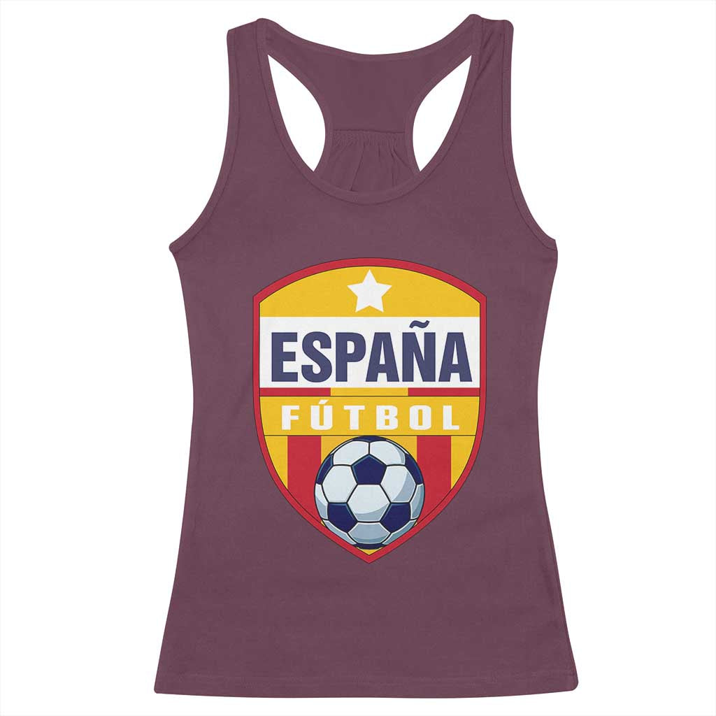 Espana Spain Soccer Football Fan Spanish Flag Racerback Tank Top TS14 Maroon Print Your Wear