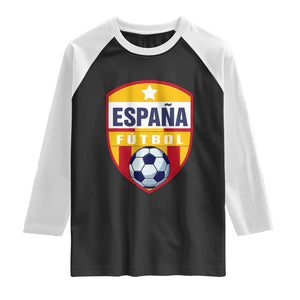 Espana Spain Soccer Football Fan Spanish Flag Raglan Shirt TS14 Black White Print Your Wear