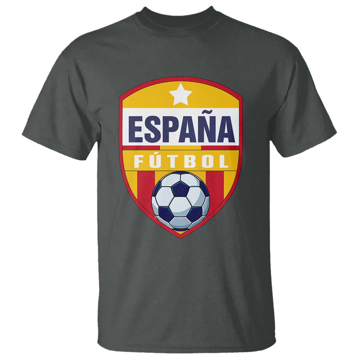 Espana Spain Soccer Football Fan Spanish Flag T Shirt TS14 Dark Heather Print Your Wear