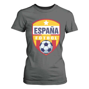 Espana Spain Soccer Football Fan Spanish Flag T Shirt For Women TS14 Dark Heather Print Your Wear