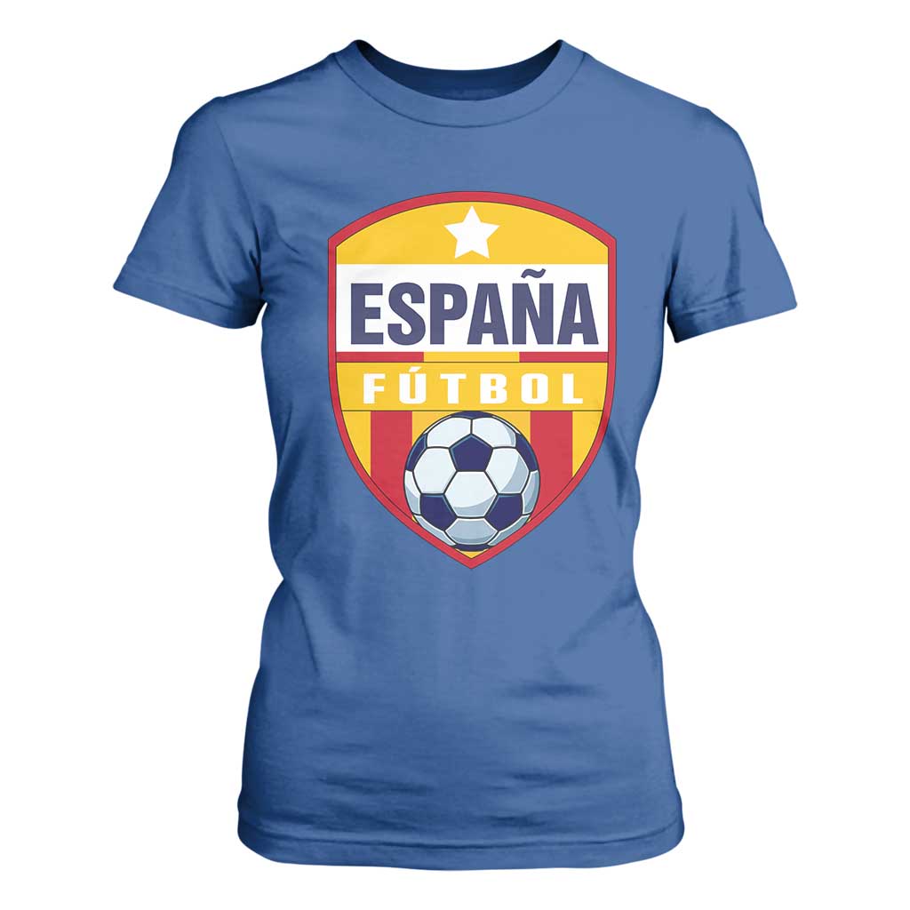Espana Spain Soccer Football Fan Spanish Flag T Shirt For Women TS14 Royal Blue Print Your Wear