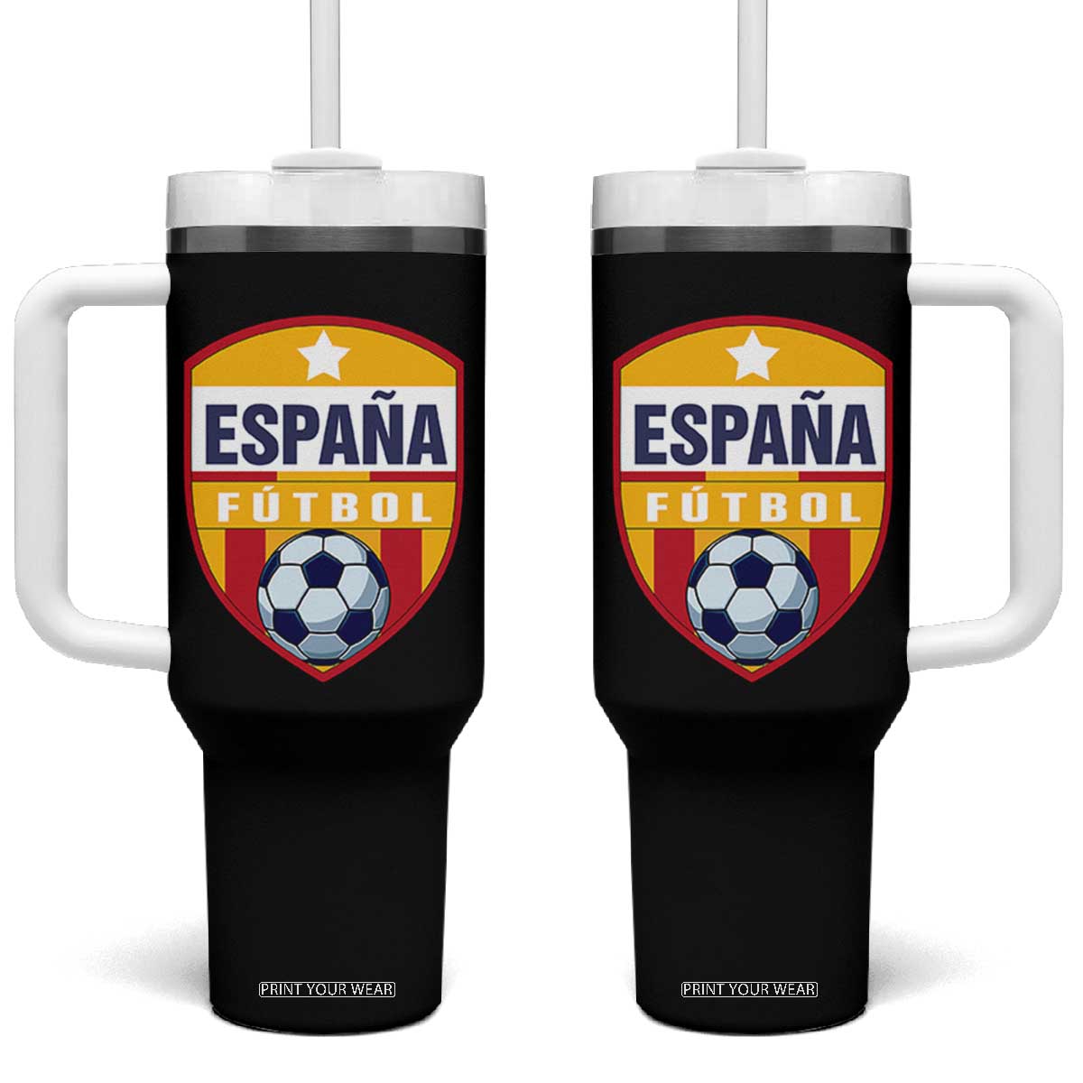 Espana Spain Soccer Football Fan Spanish Flag Tumbler With Handle TS14 One Size: 40 oz Black Print Your Wear