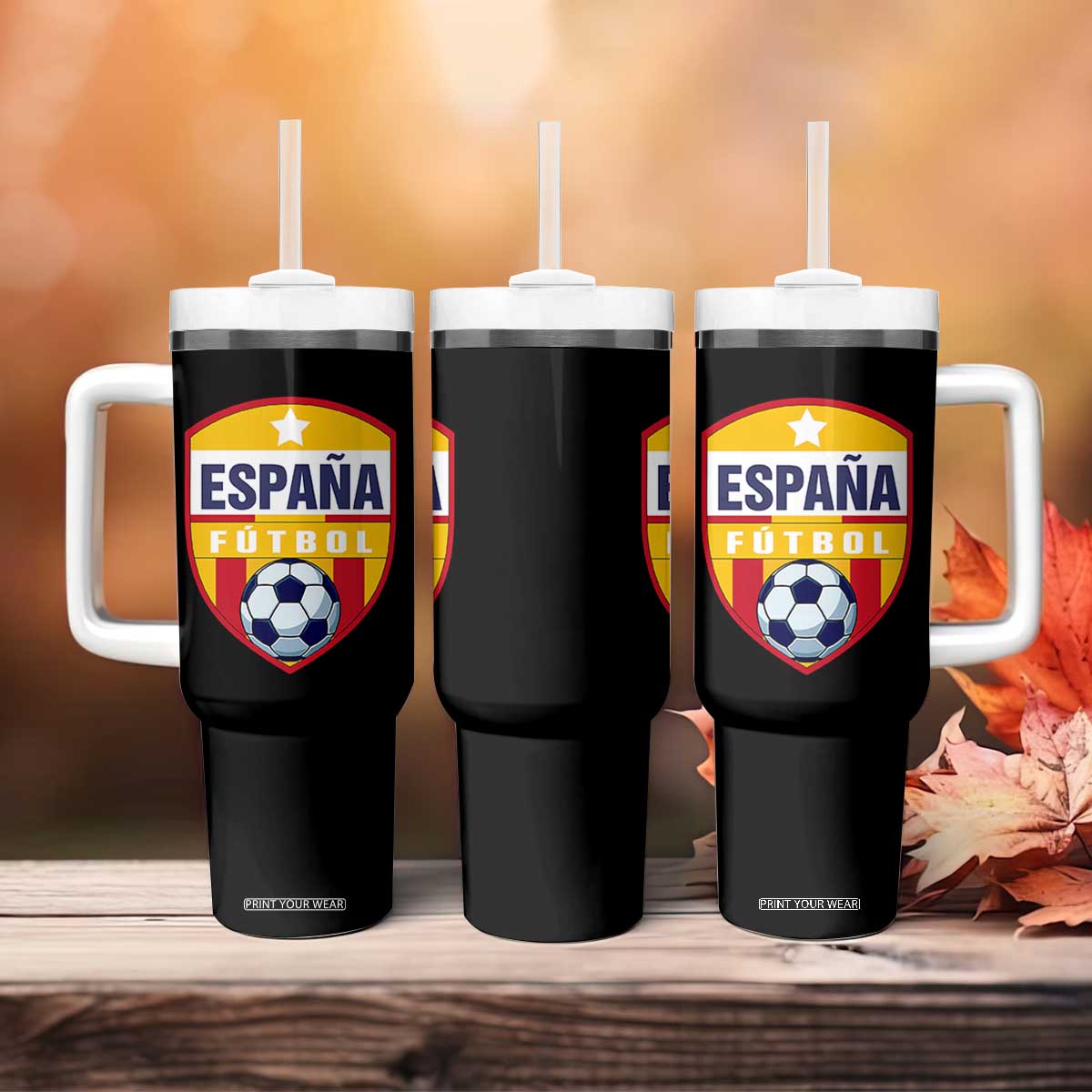 Espana Spain Soccer Football Fan Spanish Flag Tumbler With Handle TS14 Print Your Wear