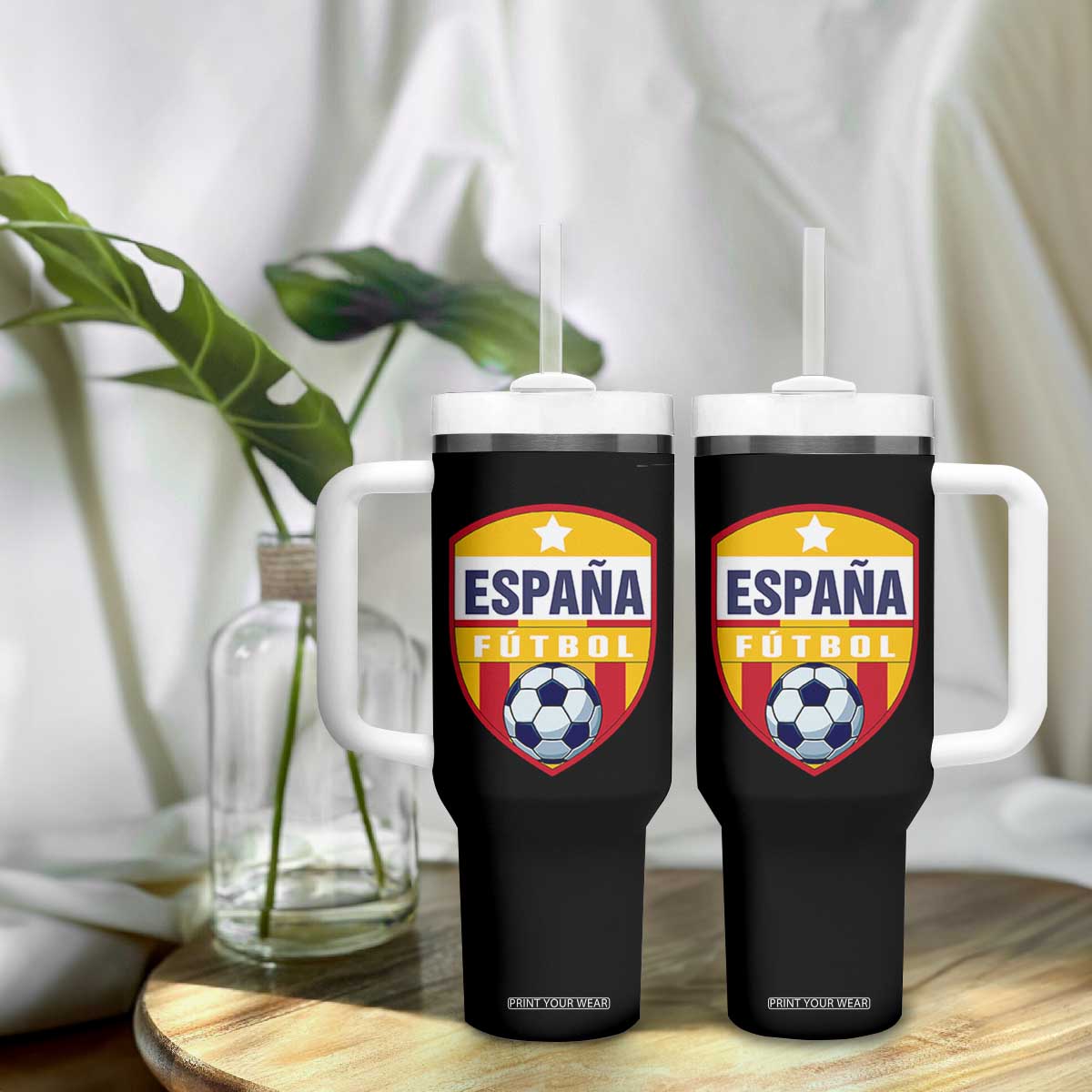 Espana Spain Soccer Football Fan Spanish Flag Tumbler With Handle TS14 Print Your Wear