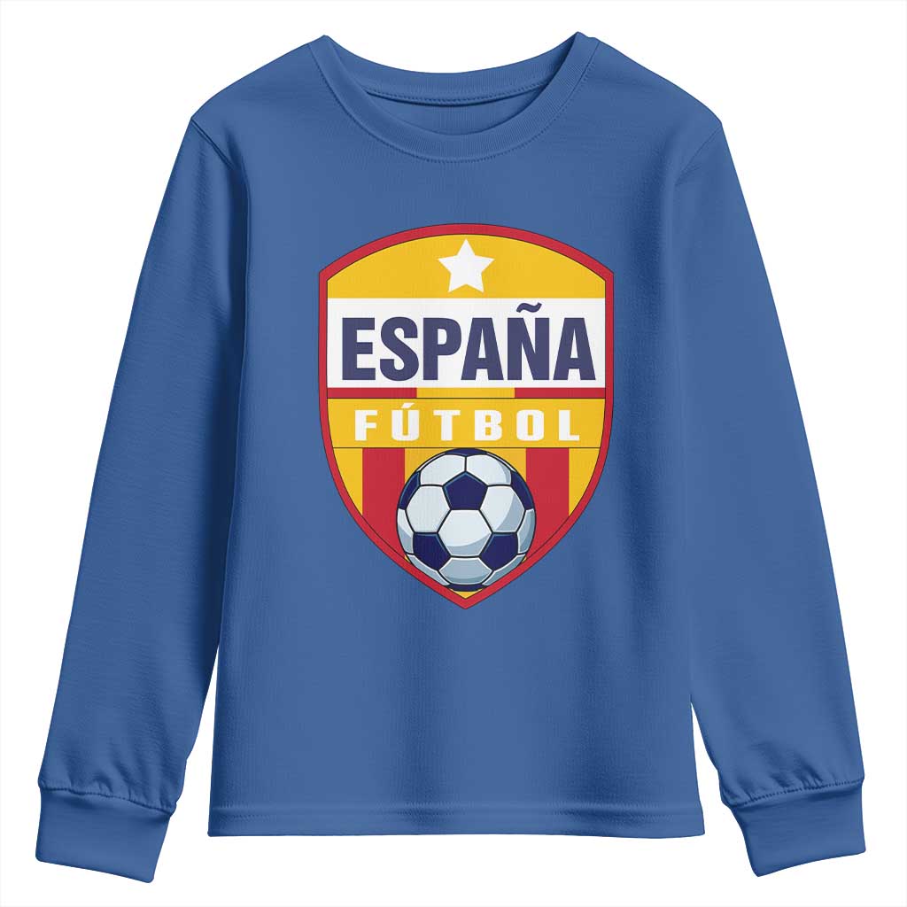 Espana Spain Soccer Football Fan Spanish Flag Youth Sweatshirt TS14 Royal Blue Print Your Wear