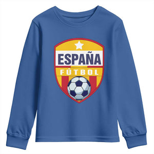 Espana Spain Soccer Football Fan Spanish Flag Youth Sweatshirt TS14 Royal Blue Print Your Wear