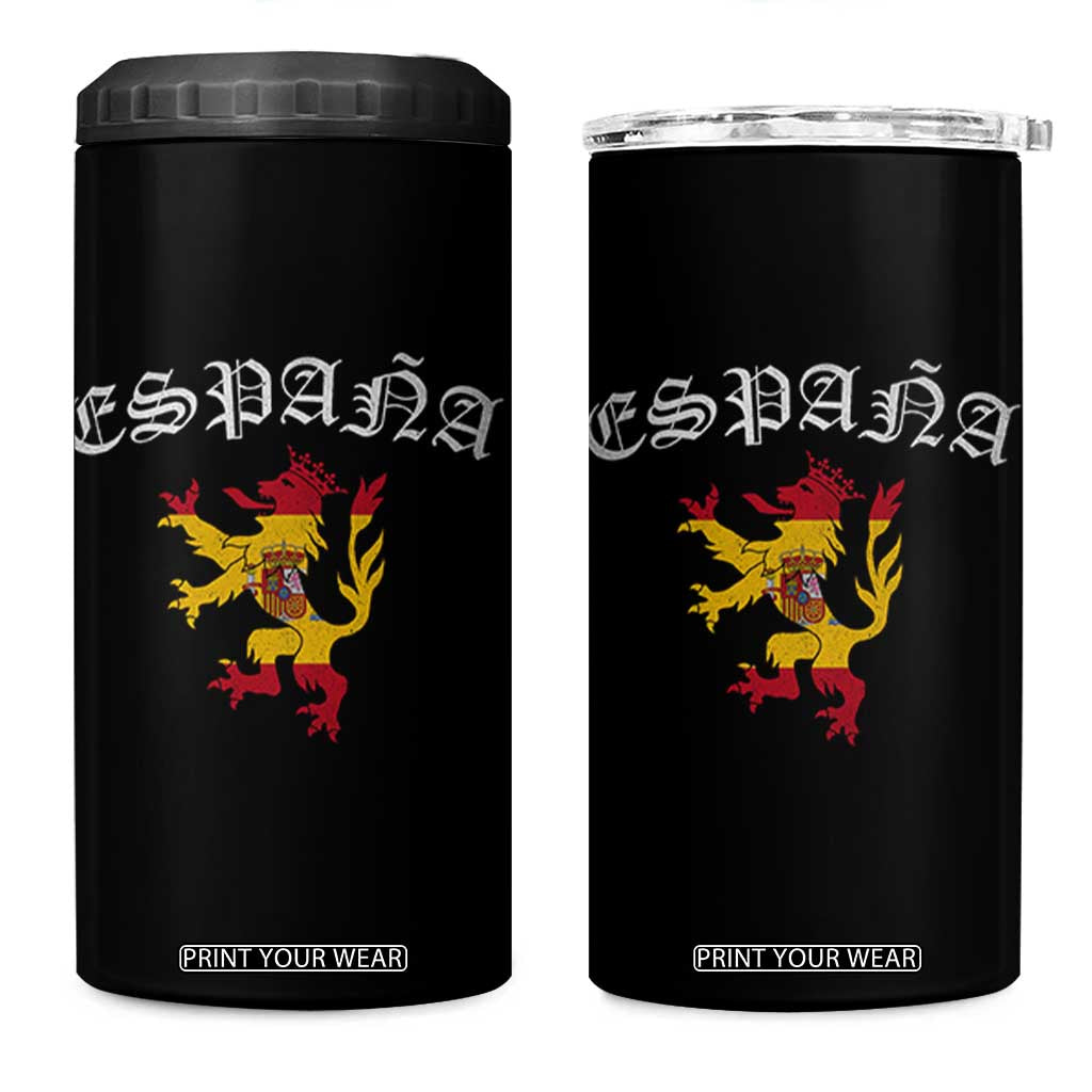 Espana Spain Lion Spanish Flag Spaniard Pride 4 in 1 Can Cooler Tumbler TS14 One Size: 16 oz Black Print Your Wear