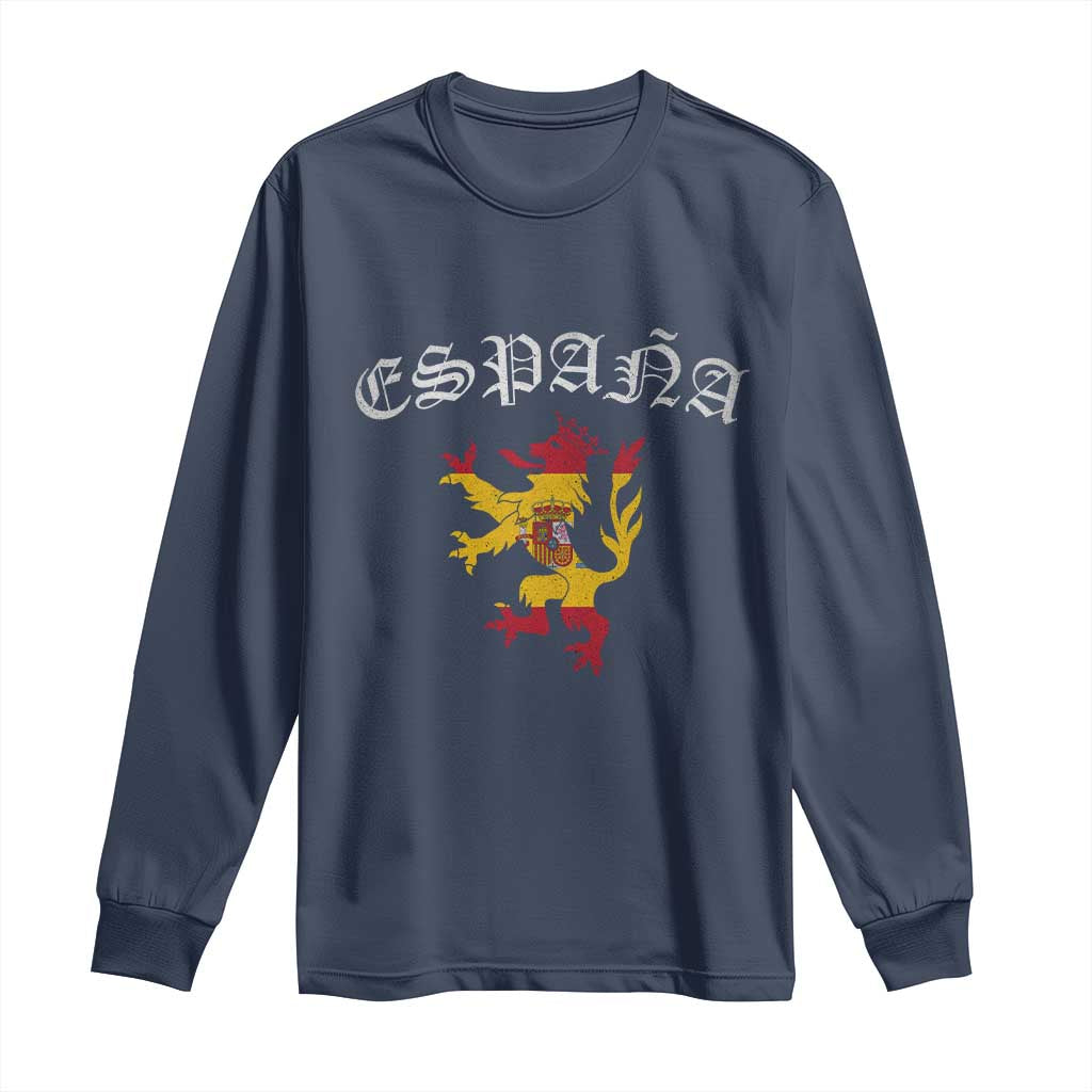 Espana Spain Lion Spanish Flag Spaniard Pride Long Sleeve Shirt TS14 Navy Print Your Wear