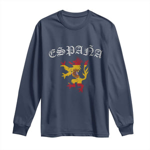 Espana Spain Lion Spanish Flag Spaniard Pride Long Sleeve Shirt TS14 Navy Print Your Wear