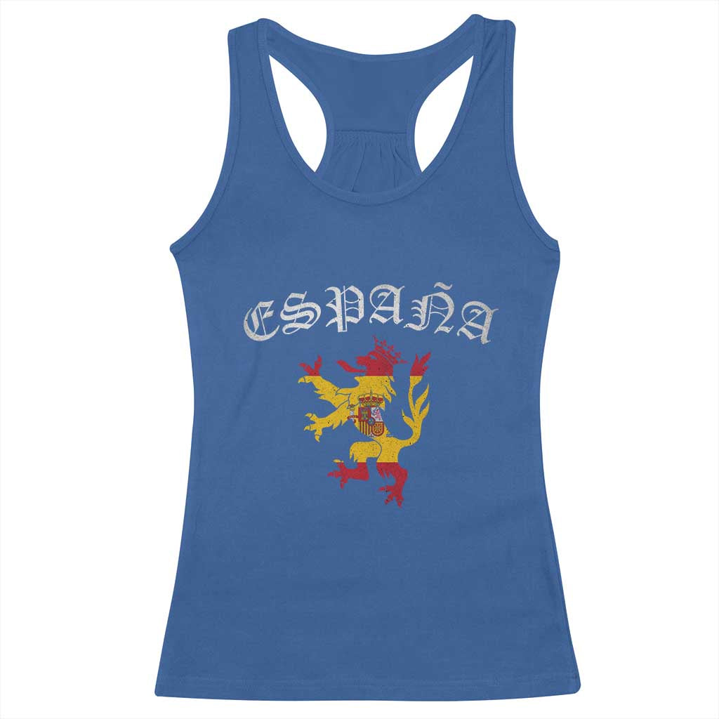 Espana Spain Lion Spanish Flag Spaniard Pride Racerback Tank Top TS14 Royal Blue Print Your Wear