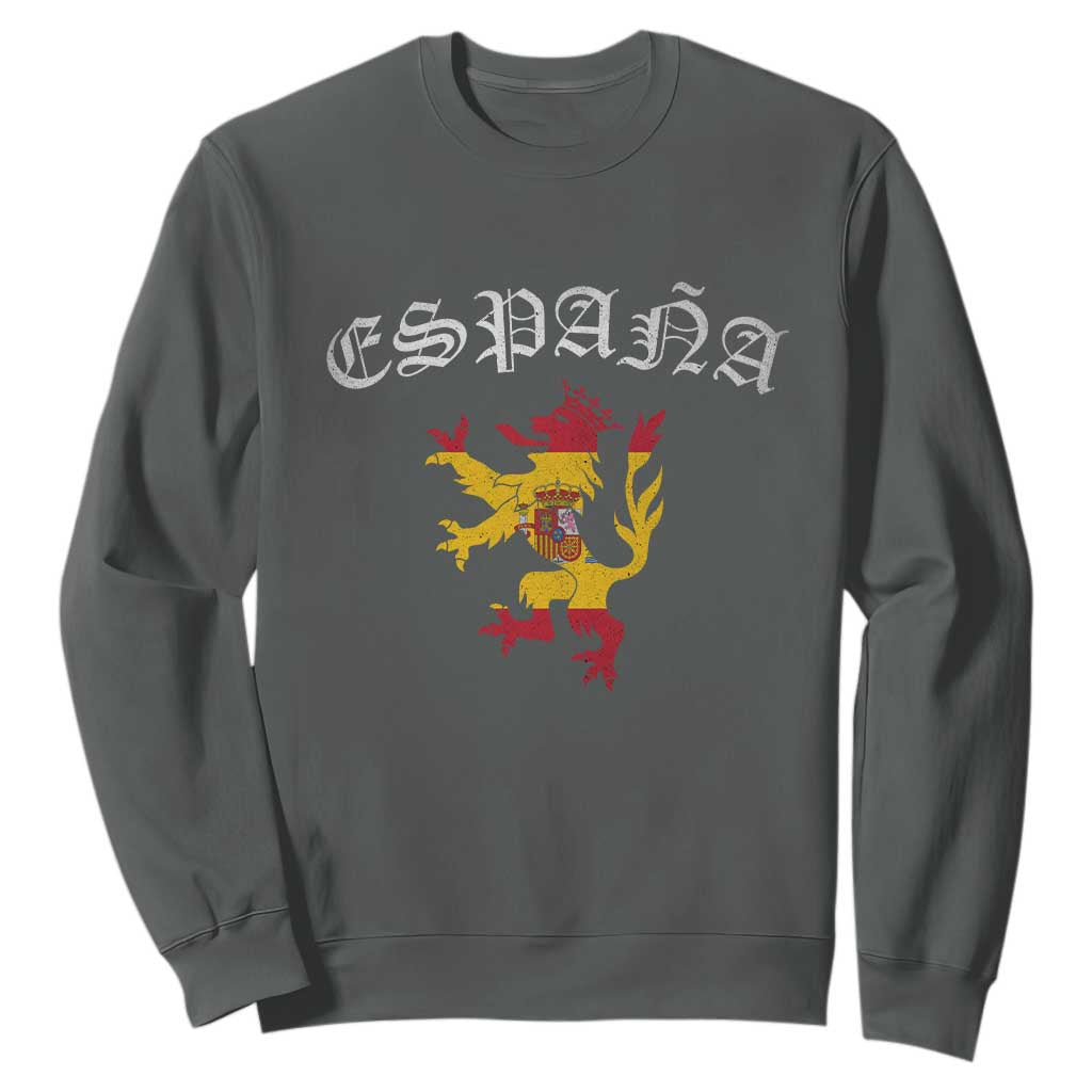 Espana Spain Lion Spanish Flag Spaniard Pride Sweatshirt TS14 Dark Heather Print Your Wear