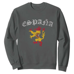 Espana Spain Lion Spanish Flag Spaniard Pride Sweatshirt TS14 Dark Heather Print Your Wear