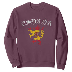 Espana Spain Lion Spanish Flag Spaniard Pride Sweatshirt TS14 Maroon Print Your Wear
