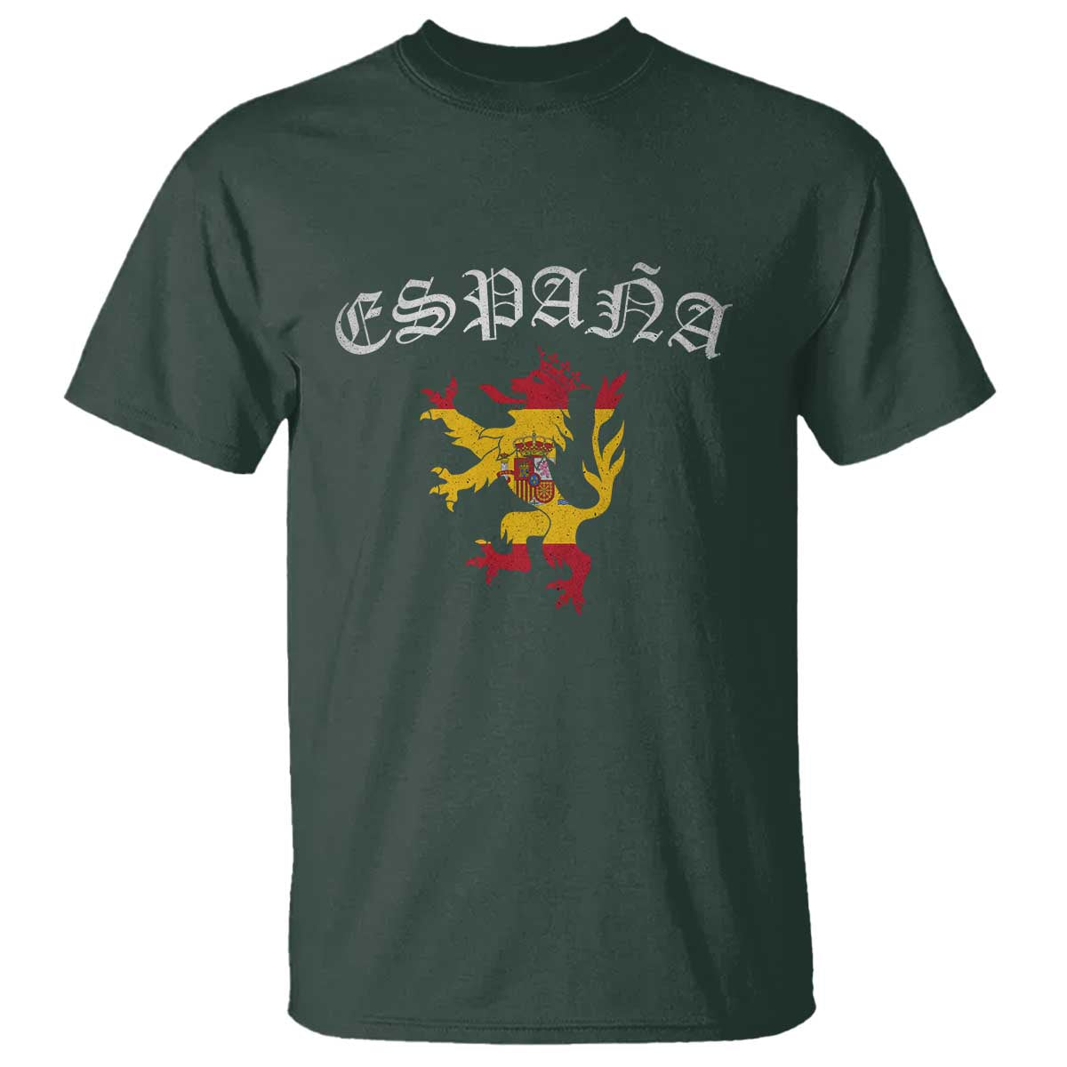 Espana Spain Lion Spanish Flag Spaniard Pride T Shirt TS14 Dark Forest Green Print Your Wear