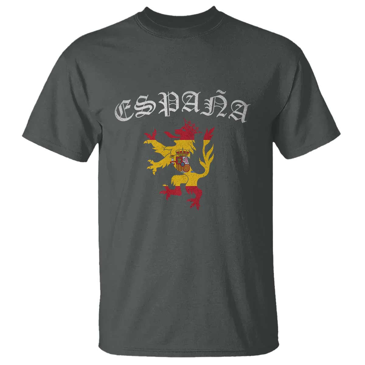 Espana Spain Lion Spanish Flag Spaniard Pride T Shirt TS14 Dark Heather Print Your Wear