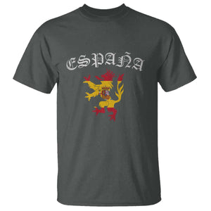 Espana Spain Lion Spanish Flag Spaniard Pride T Shirt TS14 Dark Heather Print Your Wear