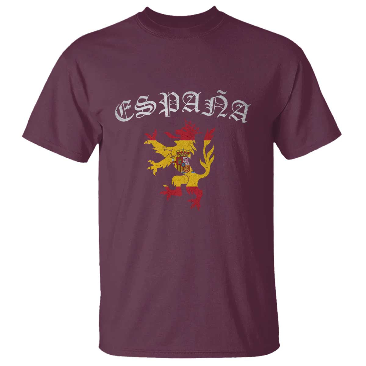 Espana Spain Lion Spanish Flag Spaniard Pride T Shirt TS14 Maroon Print Your Wear