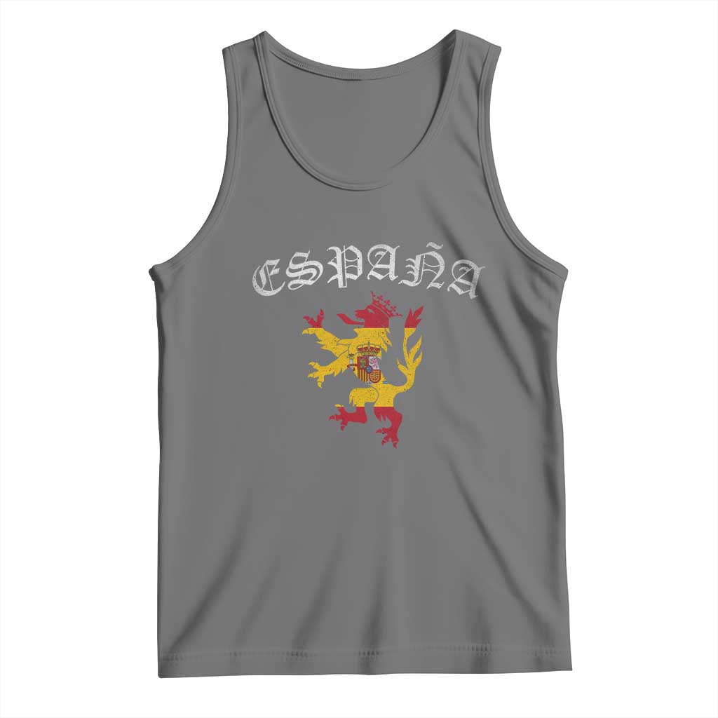 Espana Spain Lion Spanish Flag Spaniard Pride Tank Top TS14 Black Heather Print Your Wear
