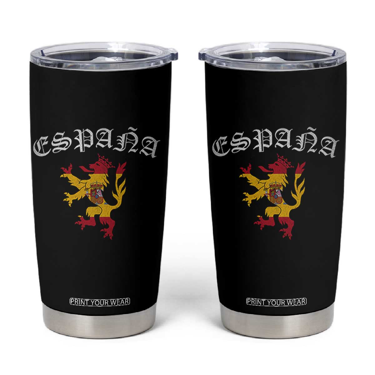 Espana Spain Lion Spanish Flag Spaniard Pride Tumbler Cup TS14 Black Print Your Wear