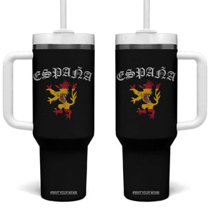 Espana Spain Lion Spanish Flag Spaniard Pride Tumbler With Handle TS14 One Size: 40 oz Black Print Your Wear