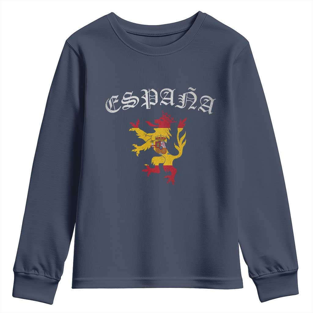 Espana Spain Lion Spanish Flag Spaniard Pride Youth Sweatshirt TS14 Navy Print Your Wear