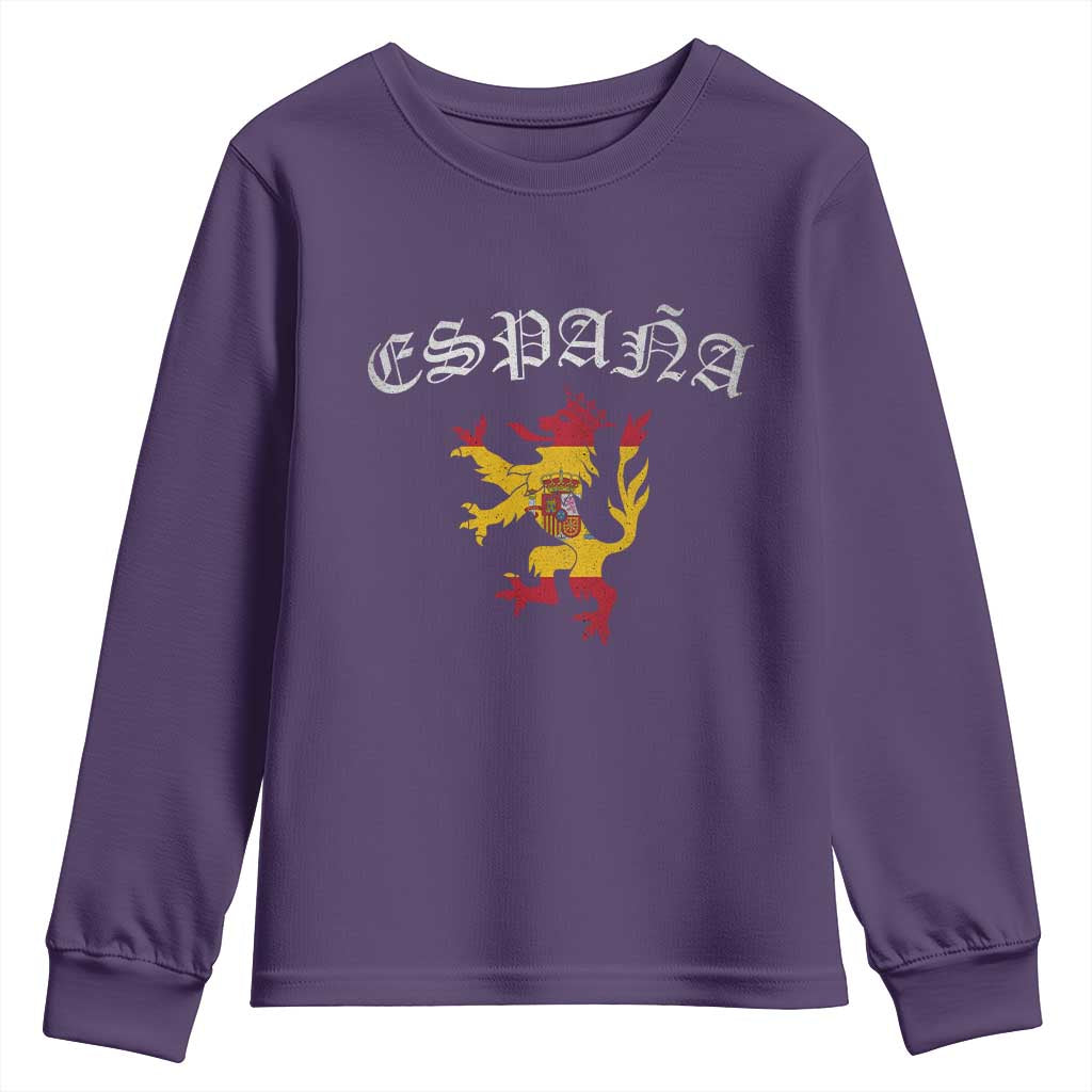 Espana Spain Lion Spanish Flag Spaniard Pride Youth Sweatshirt TS14 Purple Print Your Wear