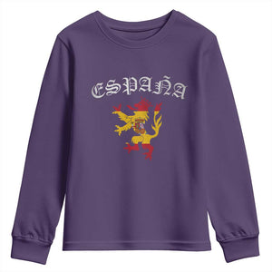 Espana Spain Lion Spanish Flag Spaniard Pride Youth Sweatshirt TS14 Purple Print Your Wear