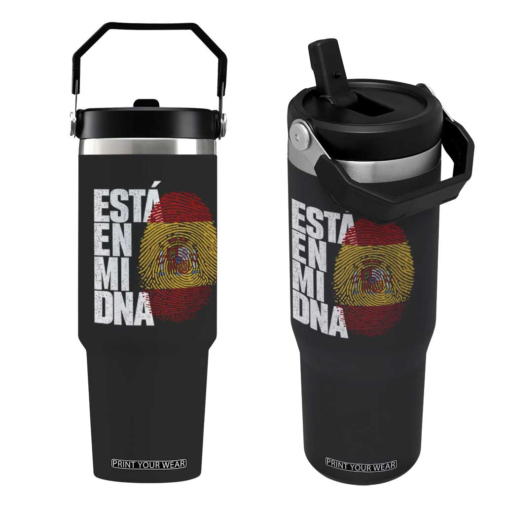 It's in My DNA Espana Spain Spanish Flag Pride Flip Straw Tumbler TS14 One Size: 30 oz Black Print Your Wear