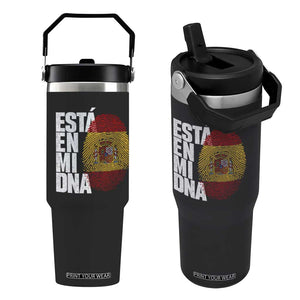 It's in My DNA Espana Spain Spanish Flag Pride Flip Straw Tumbler TS14 One Size: 30 oz Black Print Your Wear