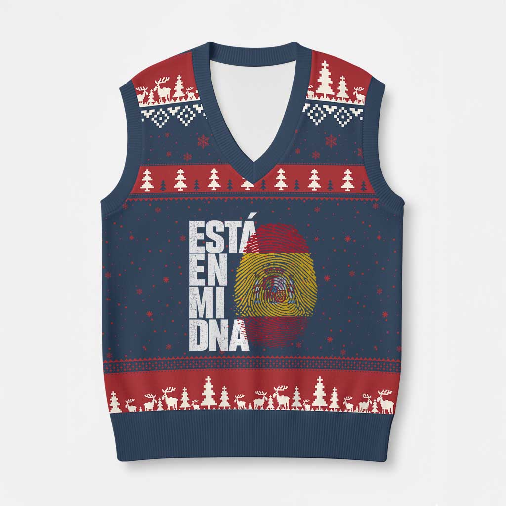 It's in My DNA Espana Spain Spanish Flag Pride V-Neck Knit Sweater Vest TS14 Navy Red Print Your Wear