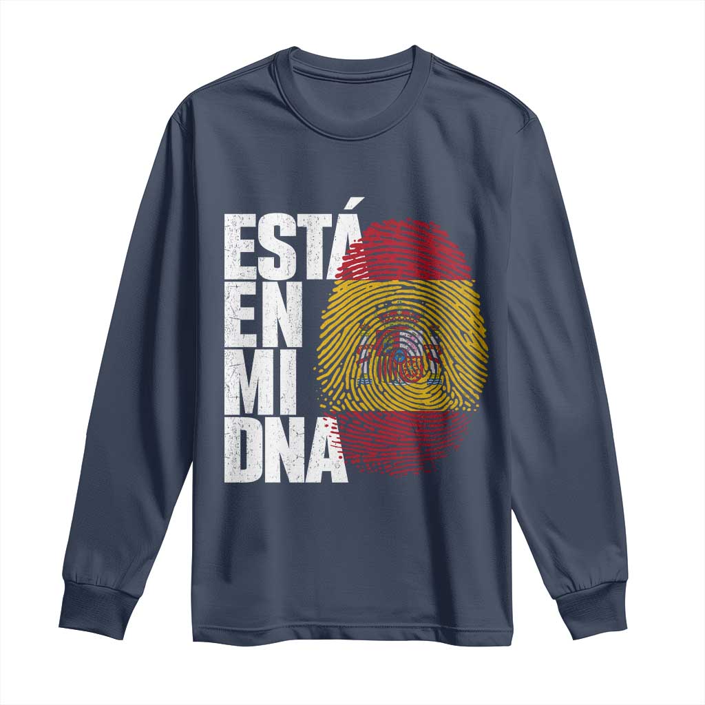 It's in My DNA Espana Spain Spanish Flag Pride Long Sleeve Shirt TS14 Navy Print Your Wear