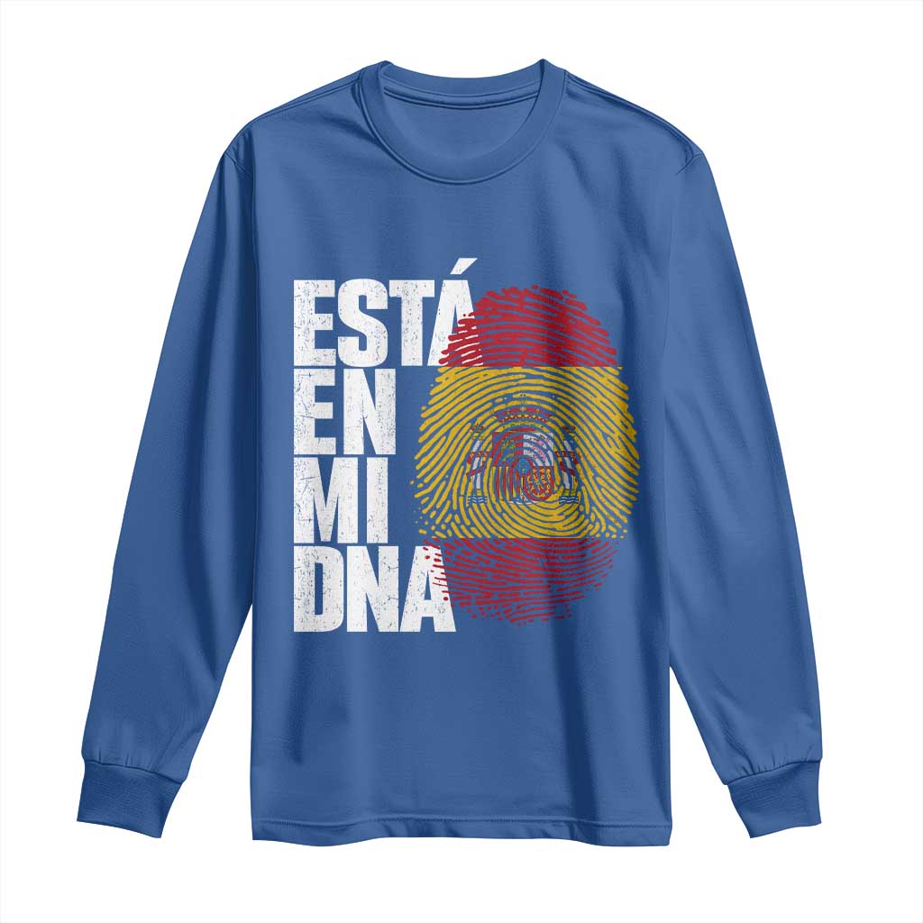 It's in My DNA Espana Spain Spanish Flag Pride Long Sleeve Shirt TS14 Royal Blue Print Your Wear