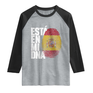 It's in My DNA Espana Spain Spanish Flag Pride Raglan Shirt TS14 Heather Gray Black Print Your Wear