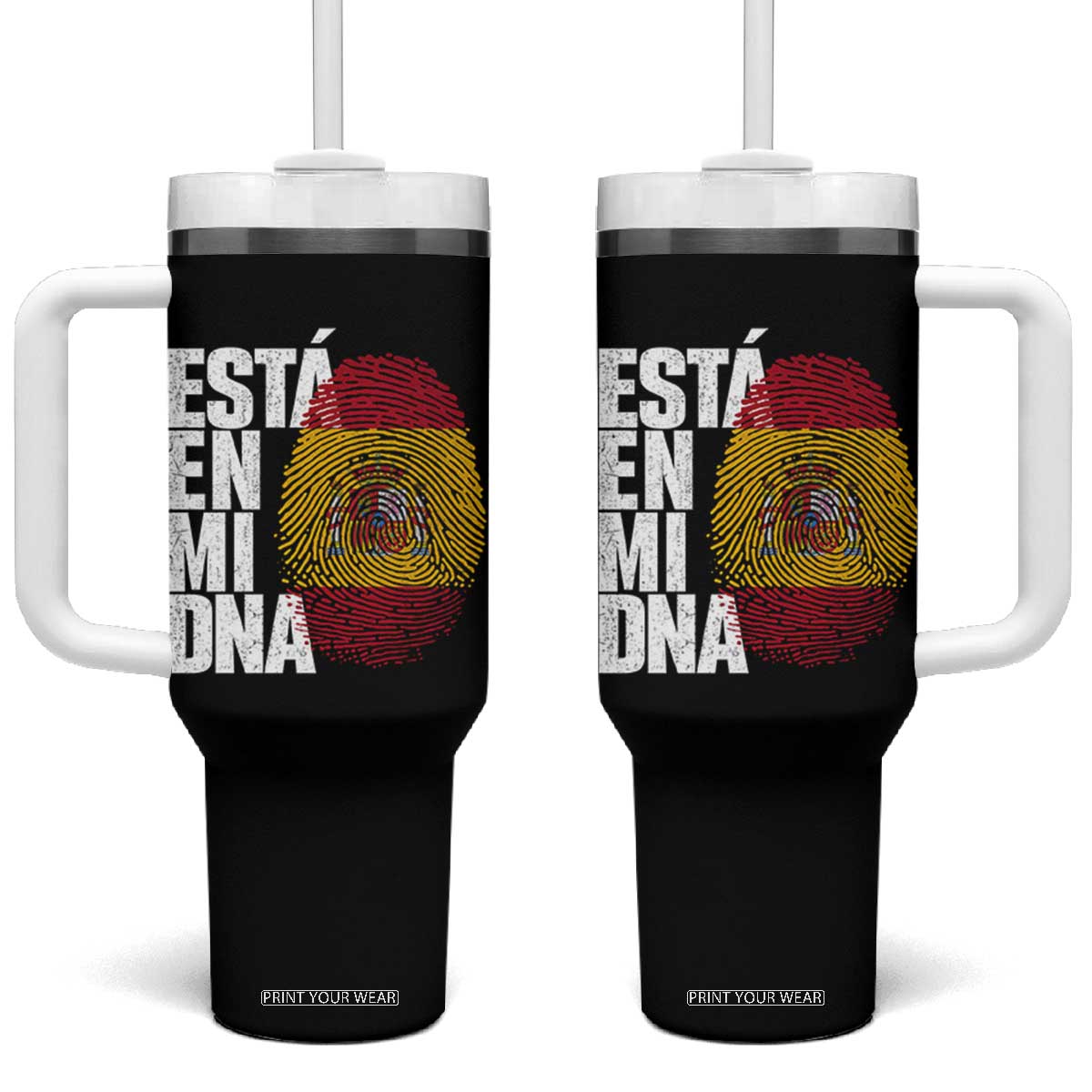 It's in My DNA Espana Spain Spanish Flag Pride Tumbler With Handle TS14 One Size: 40 oz Black Print Your Wear