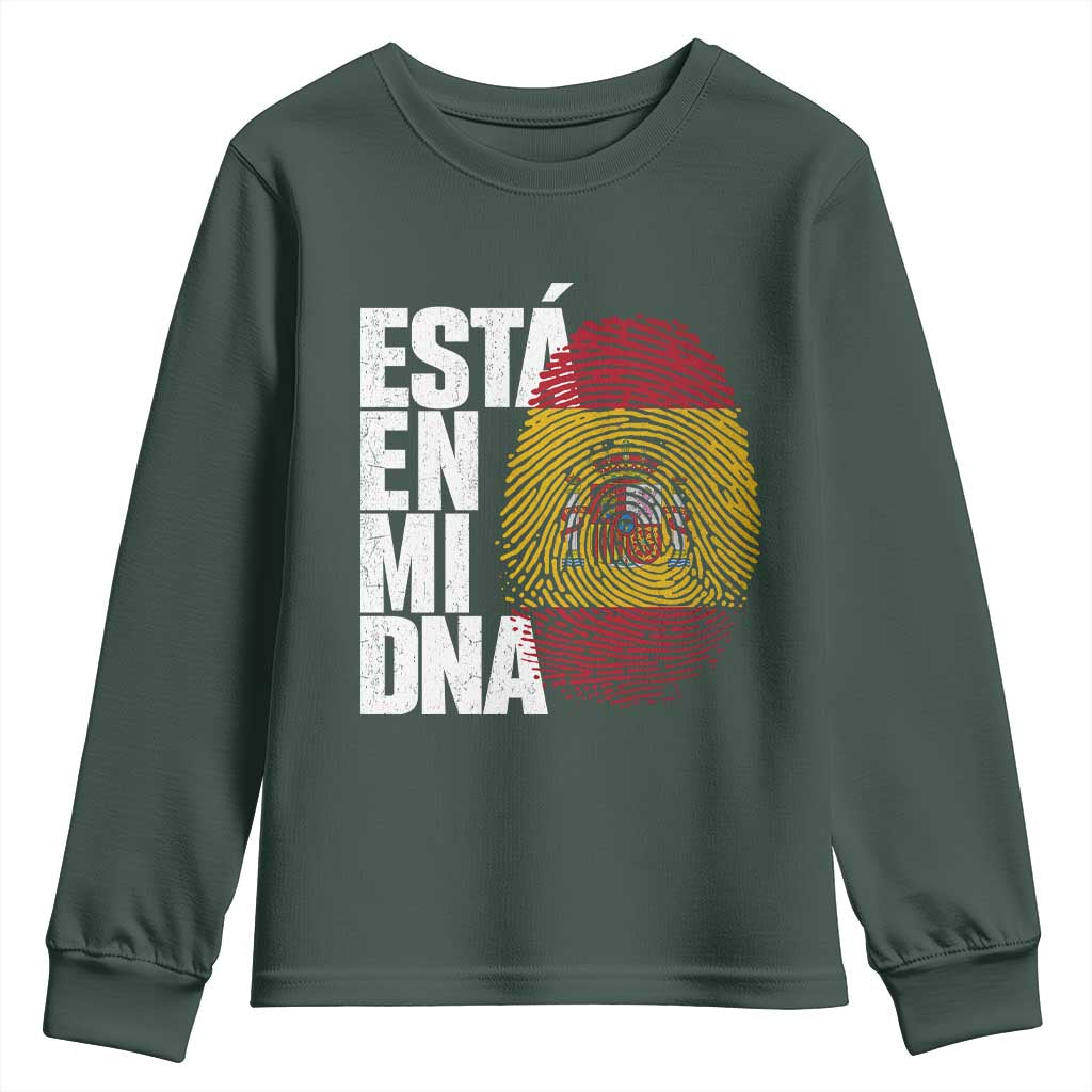 It's in My DNA Espana Spain Spanish Flag Pride Youth Sweatshirt TS14 Dark Forest Green Print Your Wear
