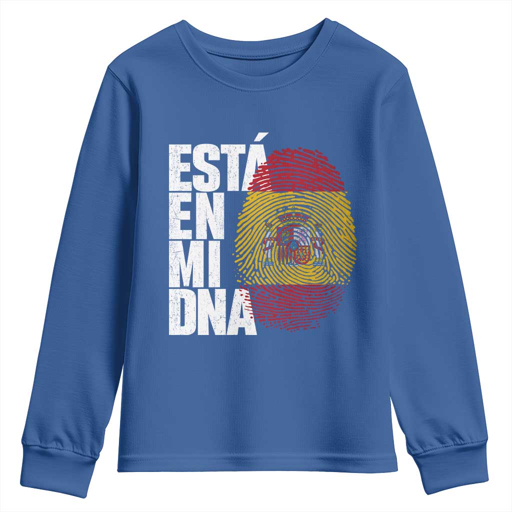 It's in My DNA Espana Spain Spanish Flag Pride Youth Sweatshirt TS14 Royal Blue Print Your Wear